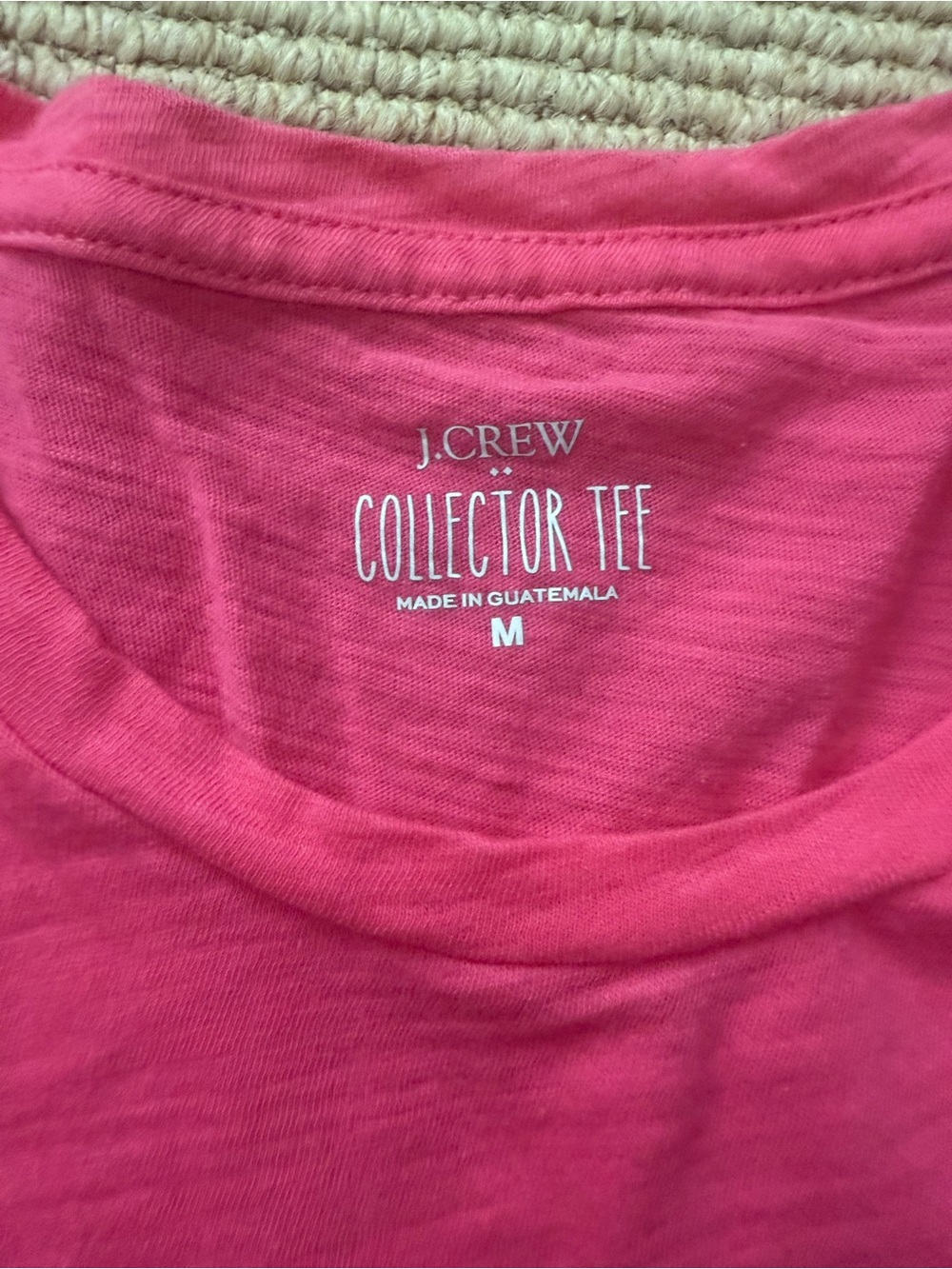 J. Crew Hot Pink Short Sleeve Tee with White "Cheers!" Graphic - Picture 2 of 2